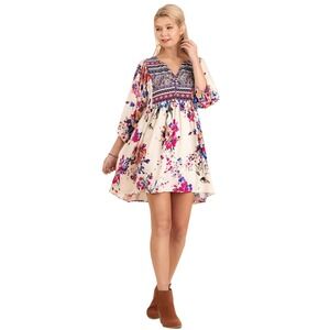 Women's Umgee Dress Size Medium Floral Baby Doll Boho Peasant Cottage Core Flowy
